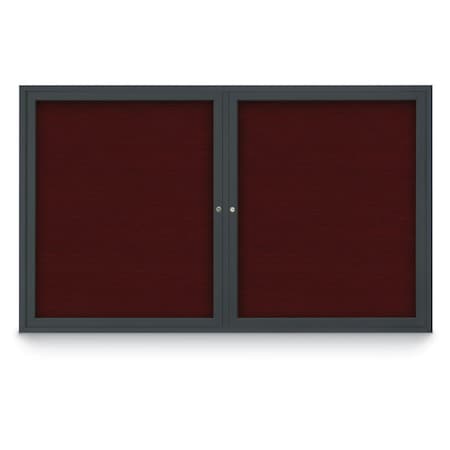 United Visual Products 96"x48" 2-Door Enclosed Outdoor Letterboard, Burgundy/Black UV1162DDD9648-BLACK-BURGUN